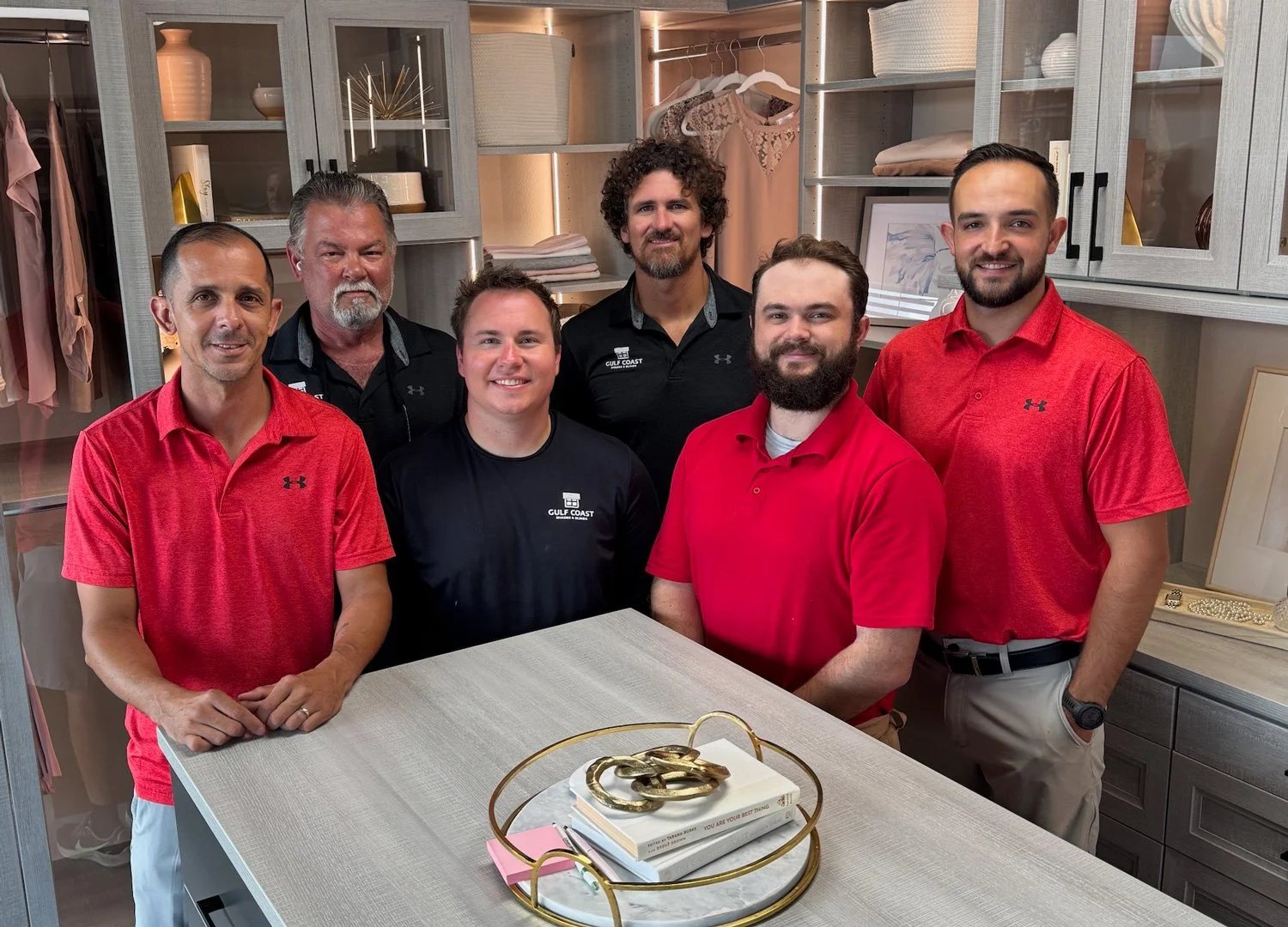 Inside the Gulf Coast Shades and Blinds showroom in Pensacola with shade and shutter samples