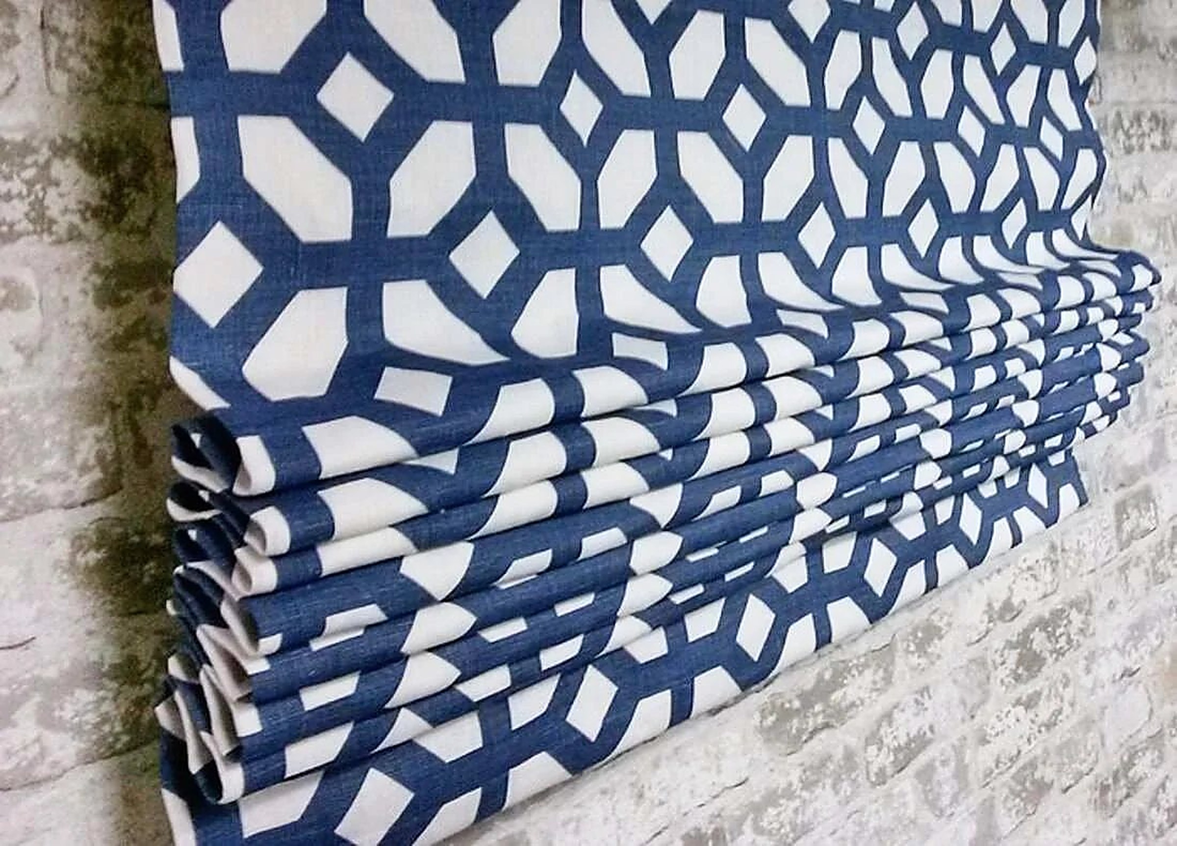 Close-up of patterned custom drapery fabric